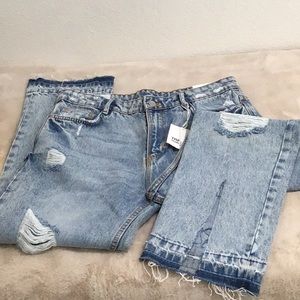 🆕 ZARA “Trafaluc” Classic Frayed Straight Leg High Rise Jeans